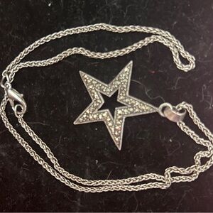 Signed TH 925 marcasite star with chain